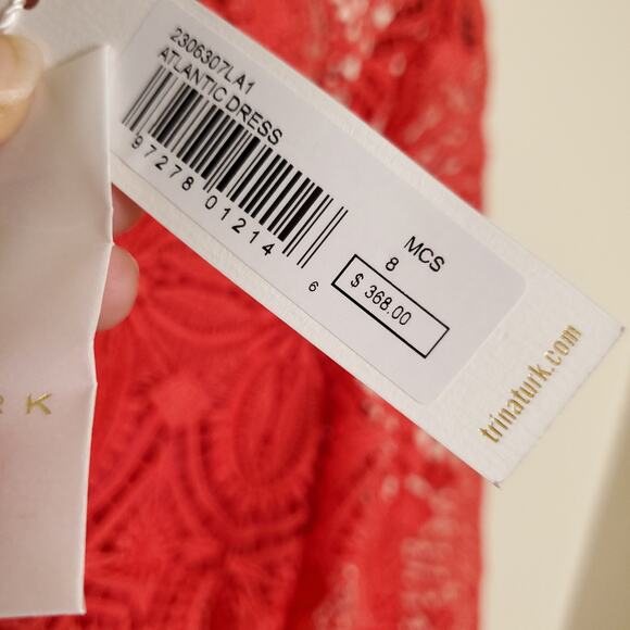 NWT TRINA TURK Dress Red Venetian Lace Party Cocktail Wedding Guest Dress Sz 8 - Picture 14 of 14